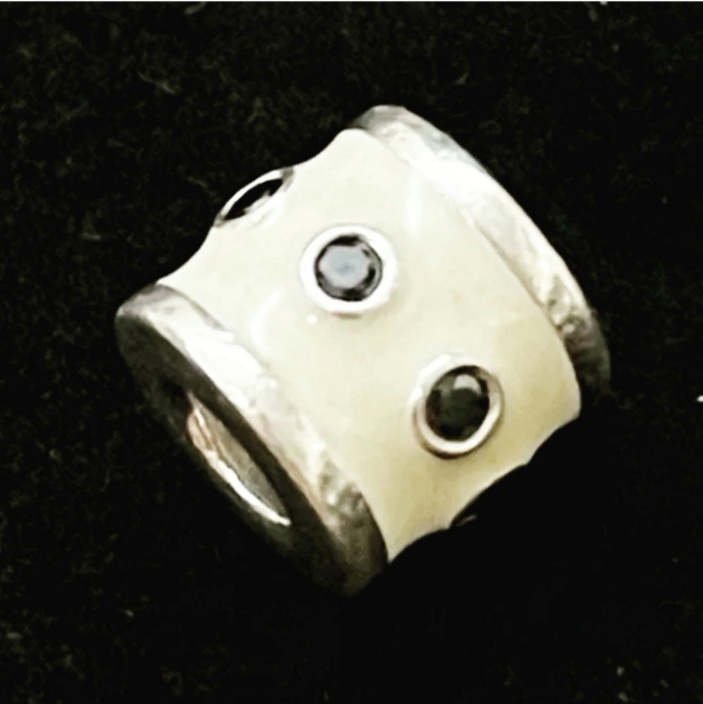 Authentic Pandora charm " Barrel enamel CZ bead " #790482EN12 retired